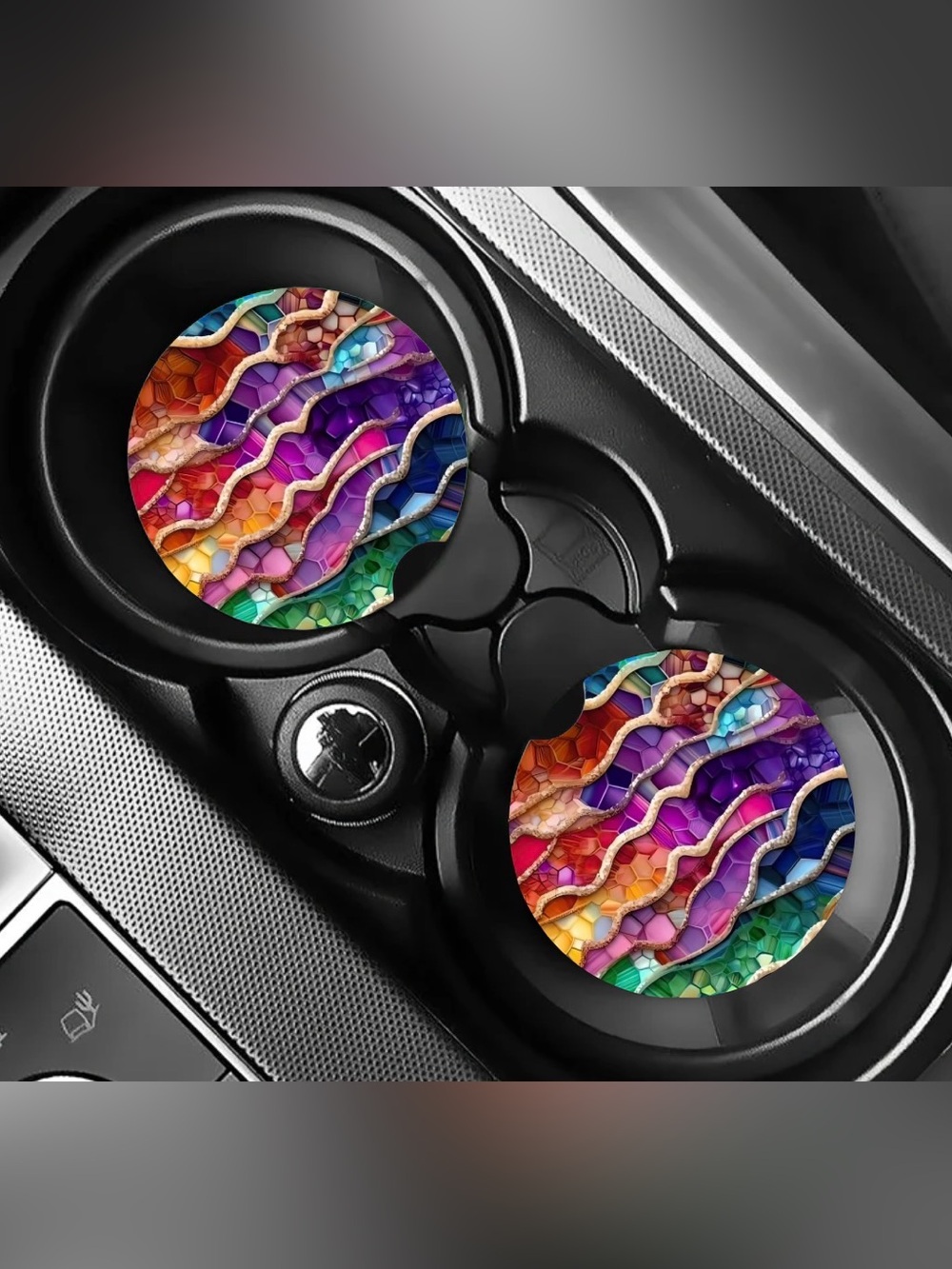 Colorful Crystals Car Coasters Absorbent Set of (2)
